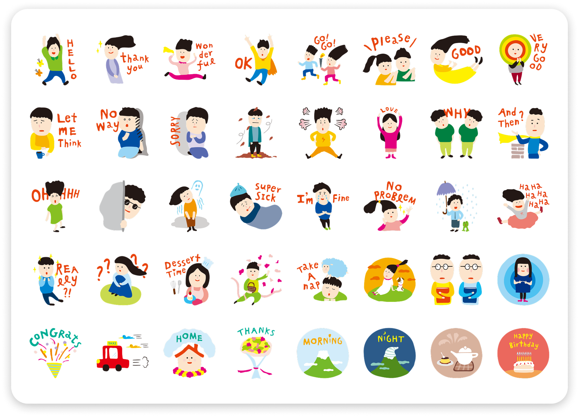Collection of 40 free original stickers for chat