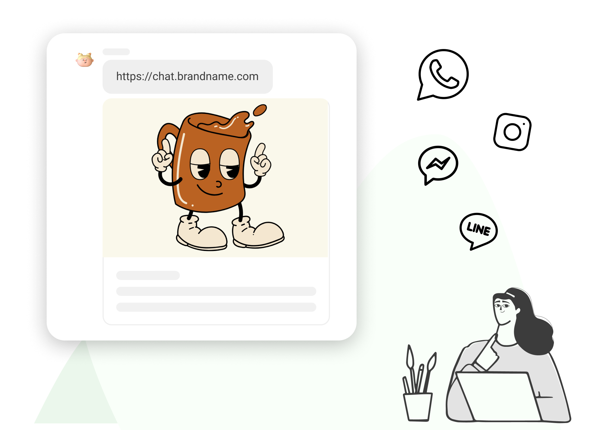 Branded chat interface with social media integration