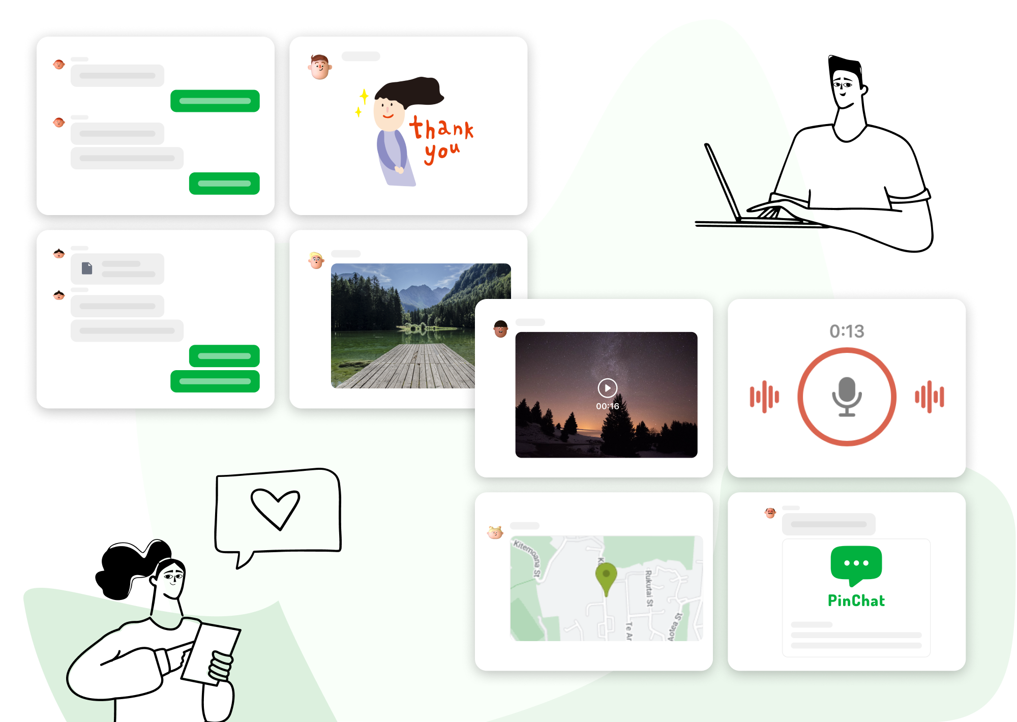 Chat interface with rich media sharing capabilities