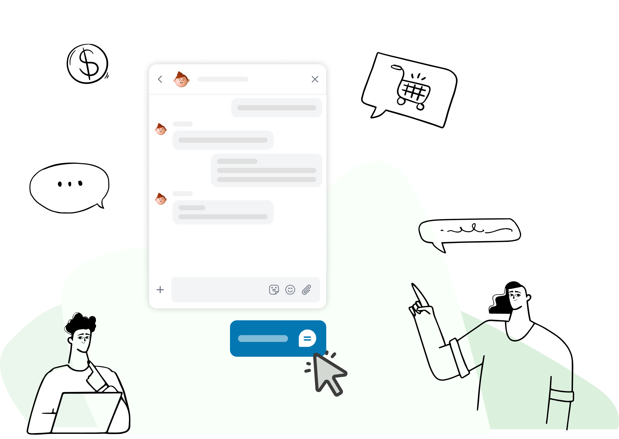 Multiple chat widget styles and color variations