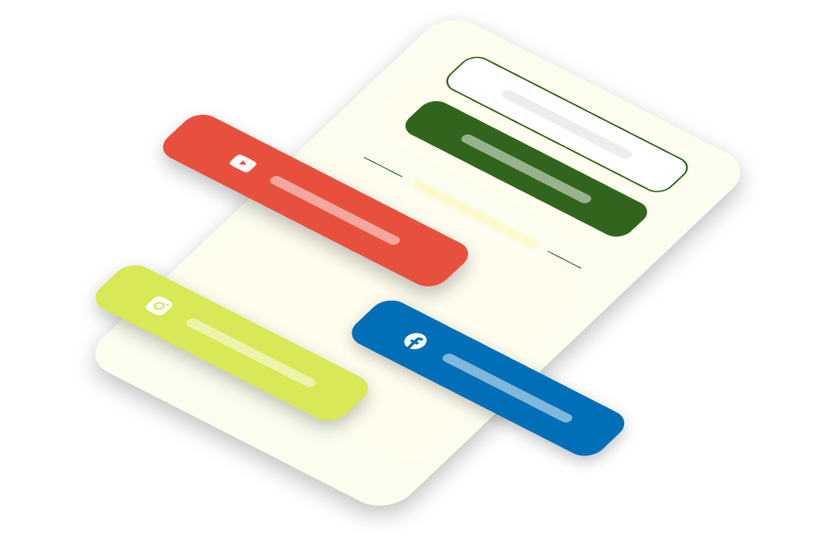 Centralized link hub with multiple colorful link buttons